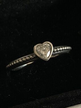 Pandora Silver Heart Ring with Clear Crystal
